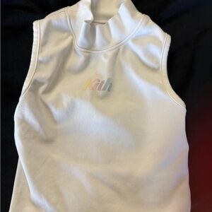Kith White Tank Top with Pastel Rainbow Logo
